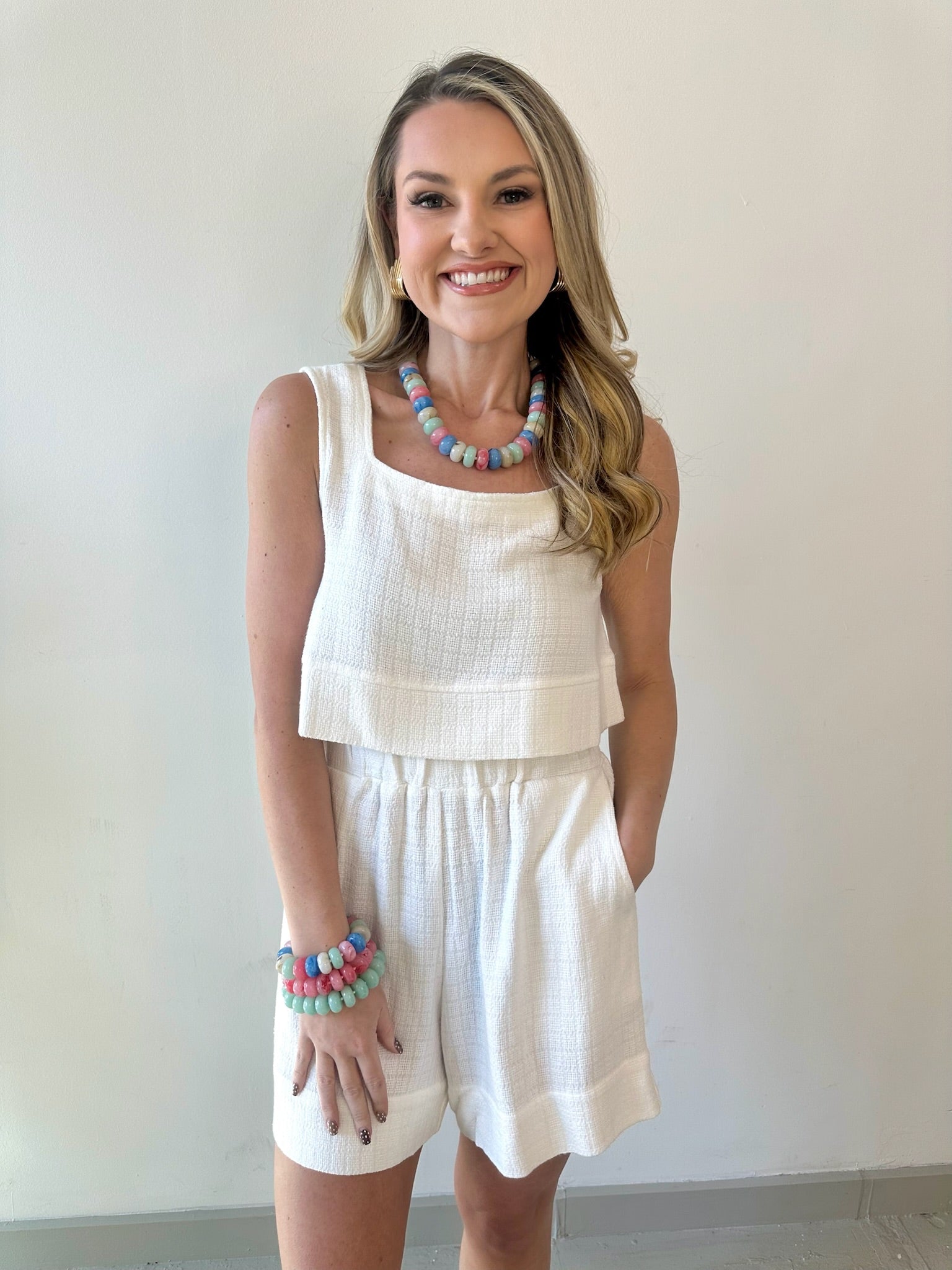 Linen Cropped Top - Ivory