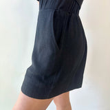 Linen High Waist Shorts - Black