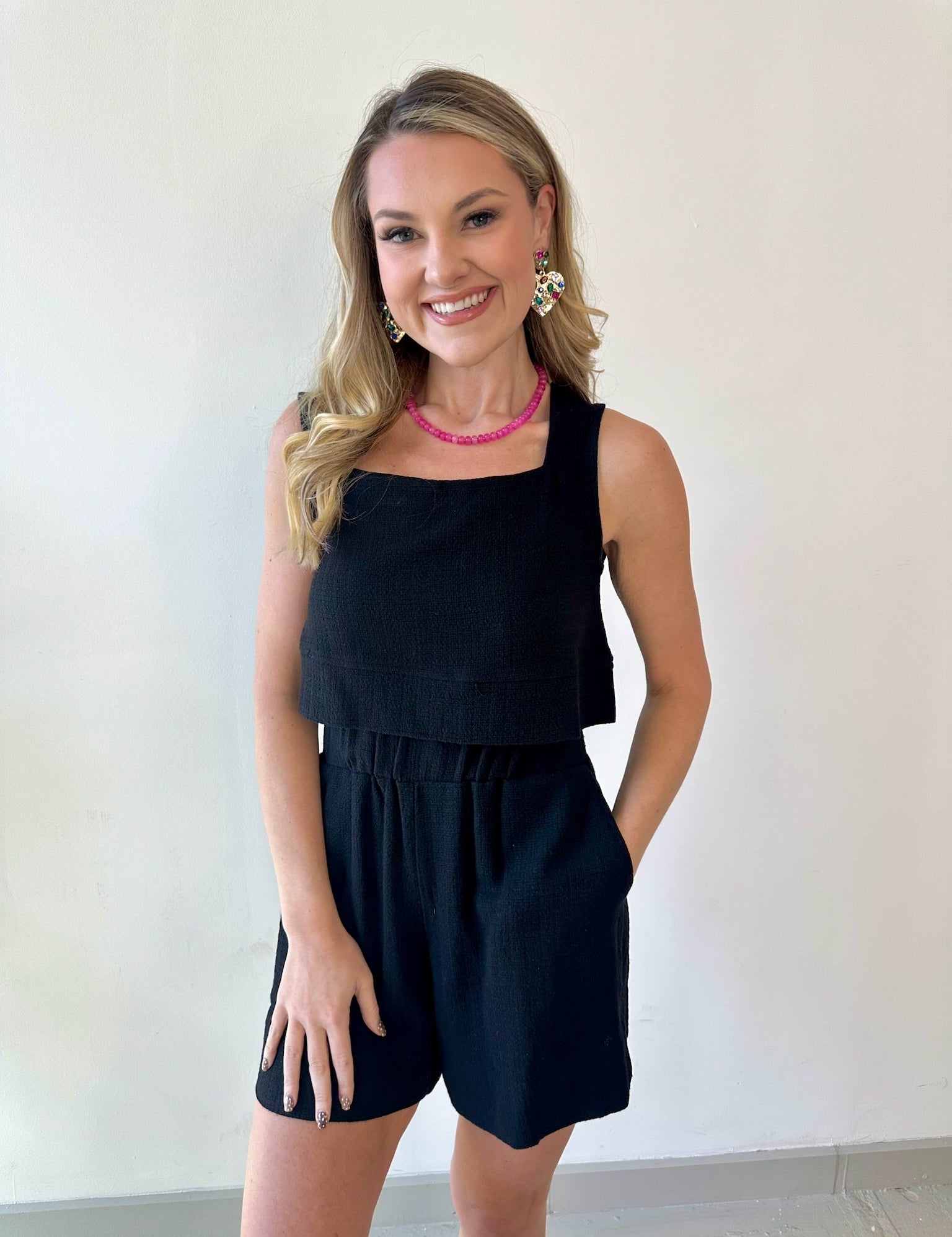 Linen High Waist Shorts - Black