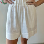 Linen High Waist Shorts - Ivory