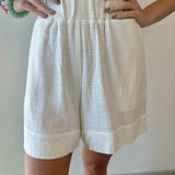 Linen High Waist Shorts - Ivory