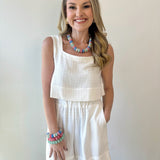 Linen High Waist Shorts - Ivory