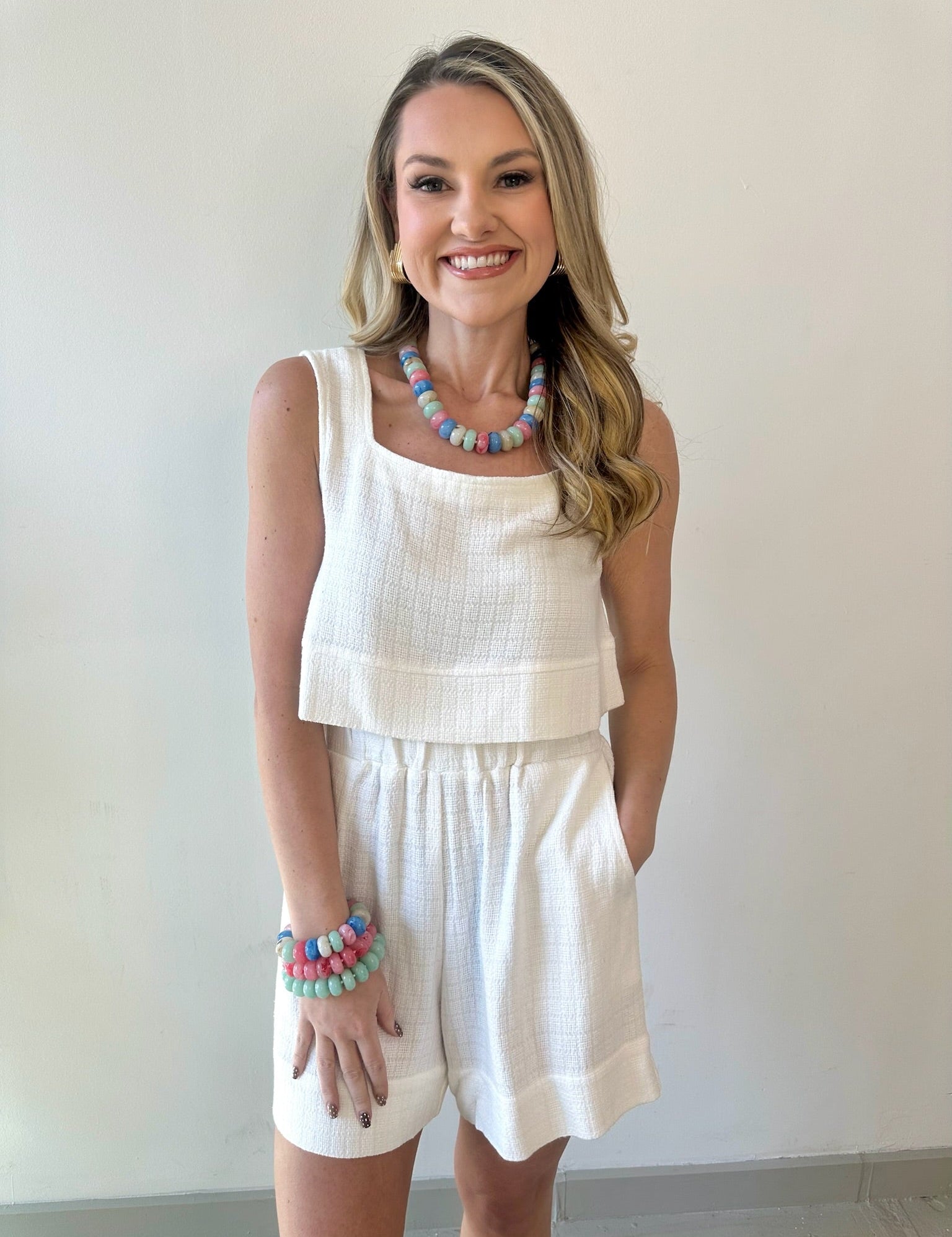 Linen High Waist Shorts - Ivory