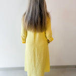 Linen Long Sleeved Maxi Dress - Yellow