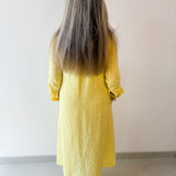Linen Long Sleeved Maxi Dress - Yellow