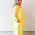 Linen Long Sleeved Maxi Dress - Yellow