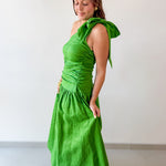 Linen One Shoulder Tie strap Maxi Dress