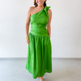 Linen One Shoulder Tie strap Maxi Dress