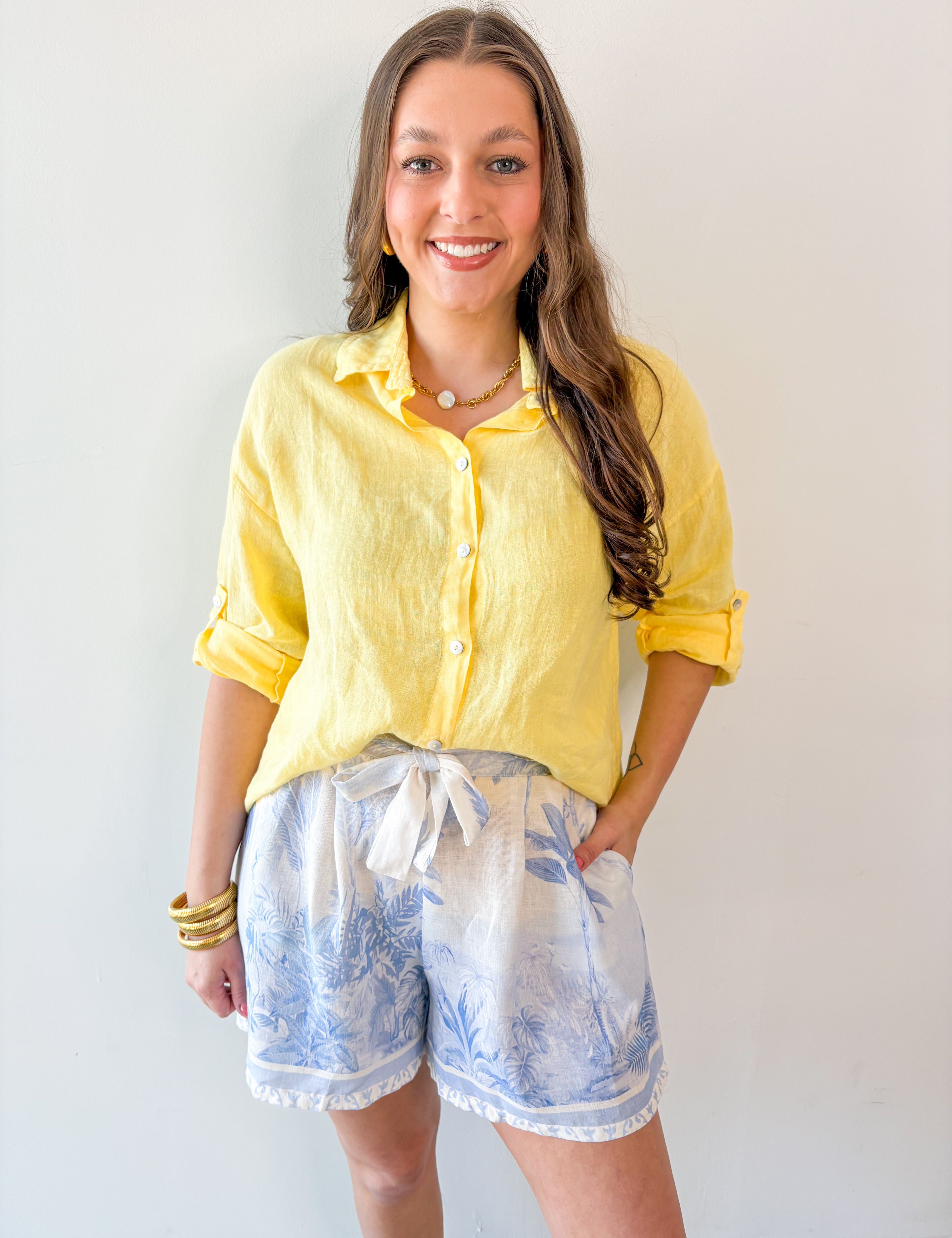 Linen Roll Tab Shirt