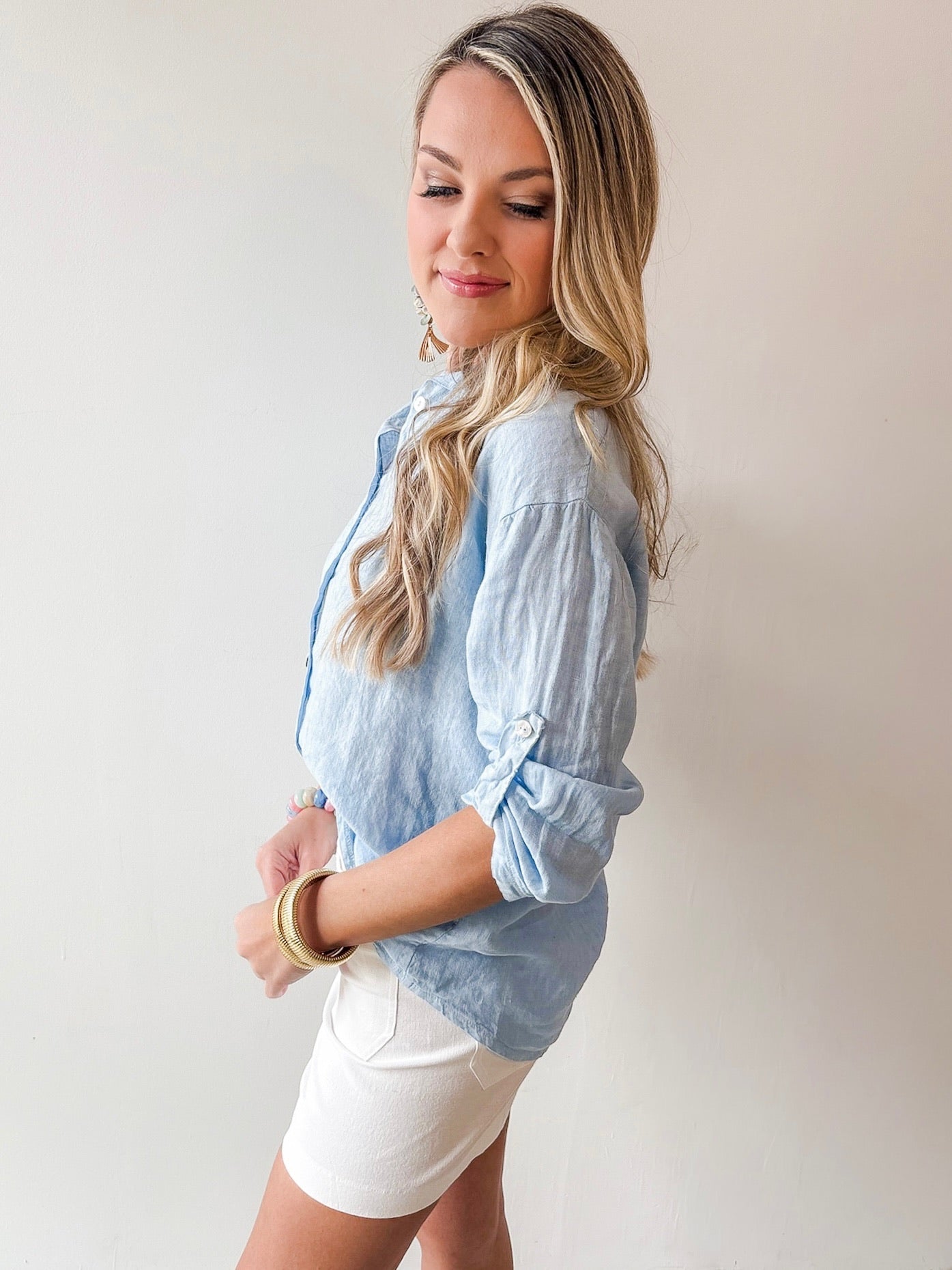 Linen Roll Tab Shirt