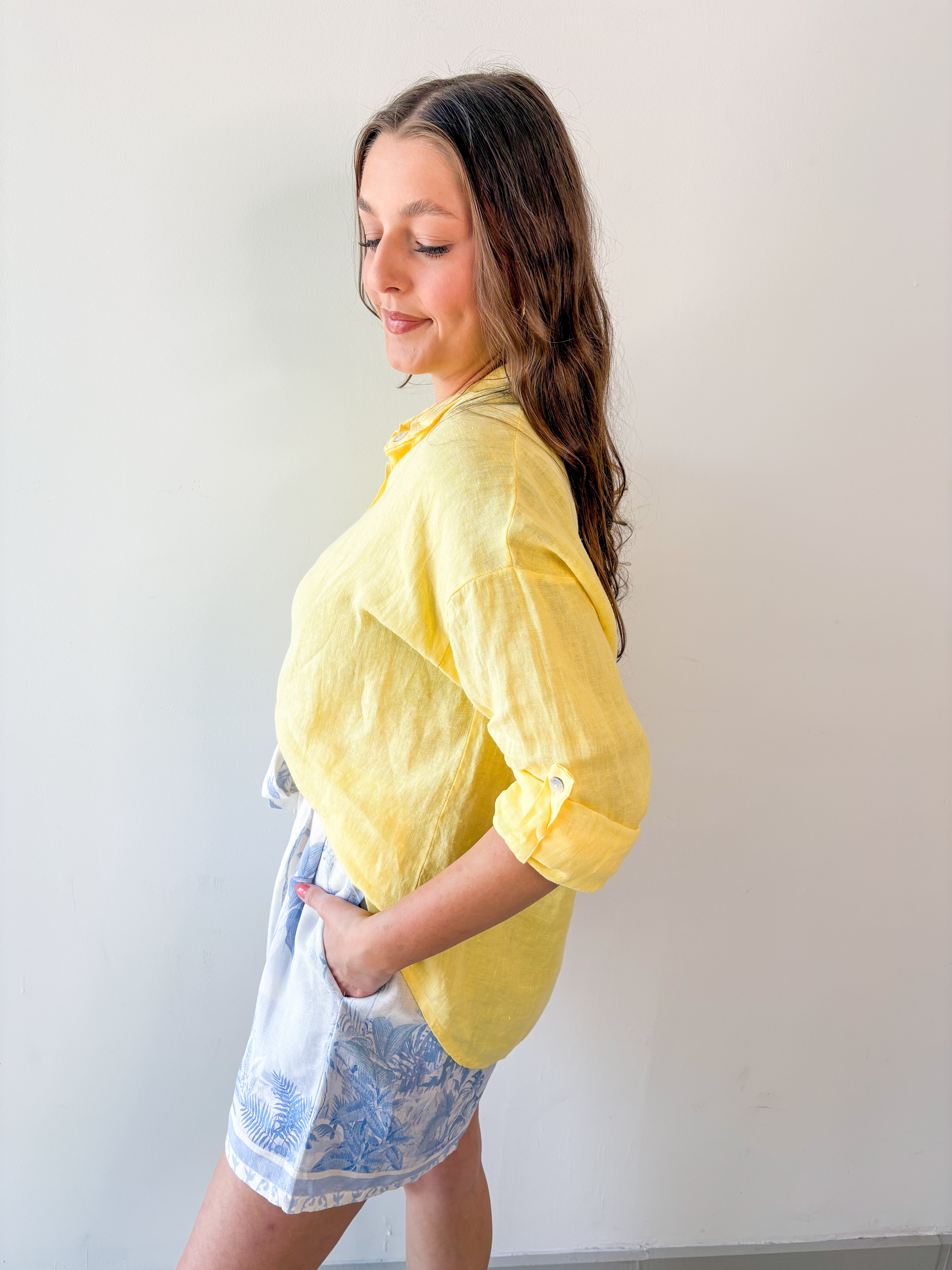 Linen Roll Tab Shirt