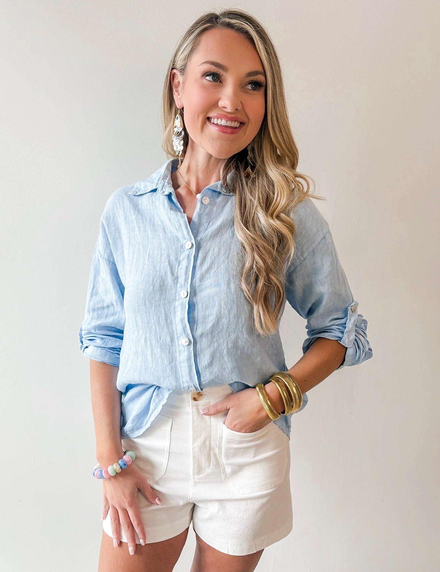 Linen Roll Tab Shirt