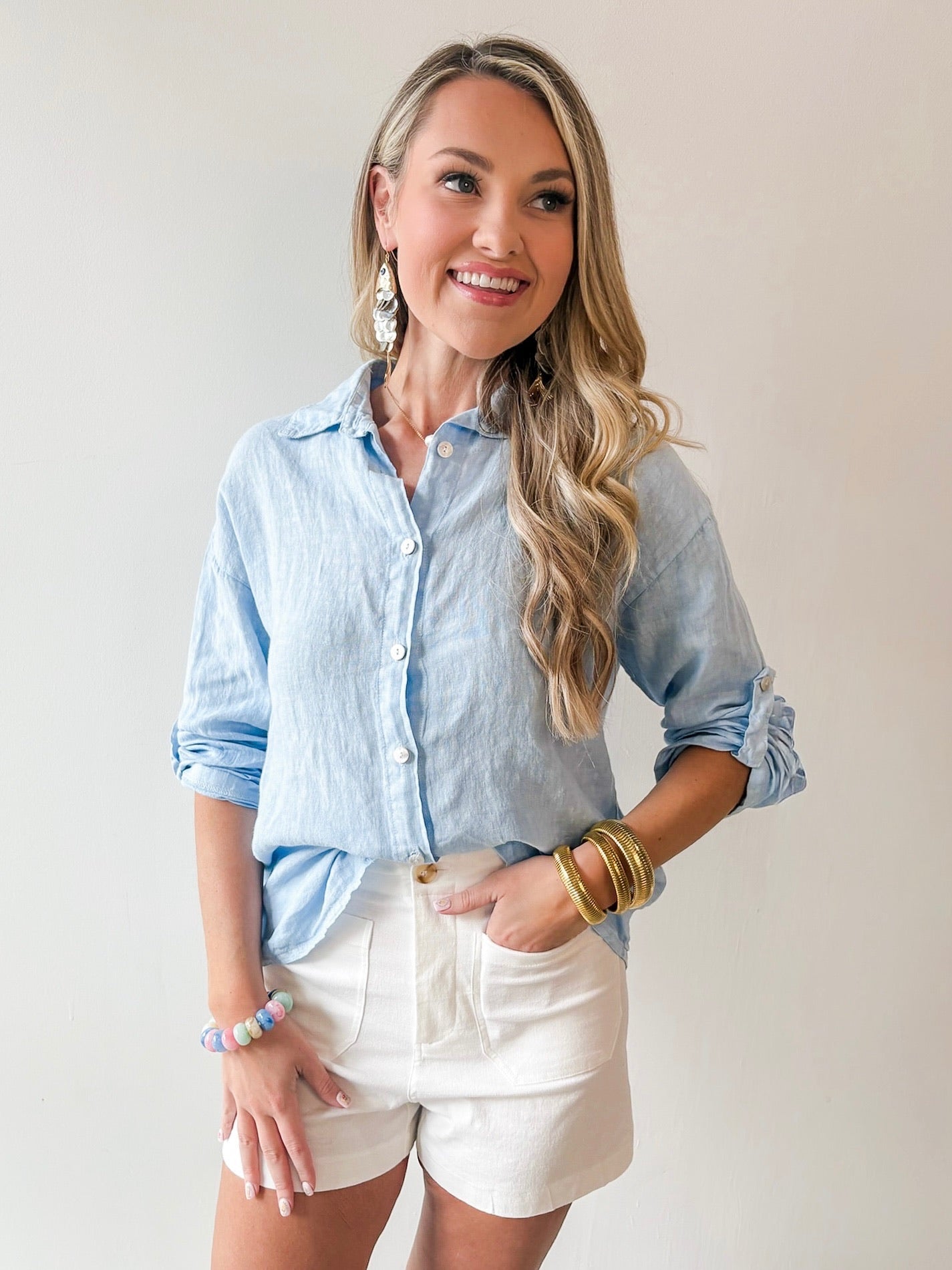 Linen Roll Tab Shirt