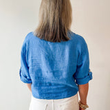 Linen Roll Tab Shirt - Blue