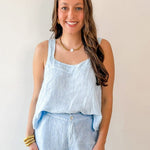 Linen Square Top - Blue