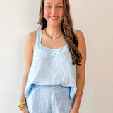 Linen Square Top - Blue