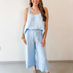 Linen Square Top & Pant Set - Blue