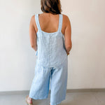 Linen Square Top & Pant Set - Blue