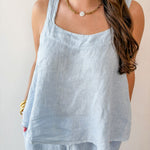 Linen Square Top & Pant Set - Blue
