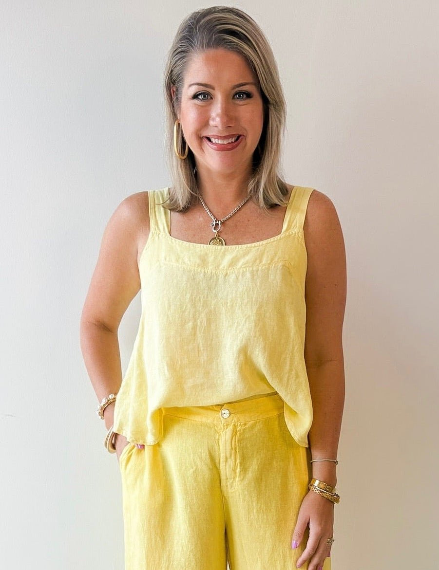 Linen Square Top - Yellow