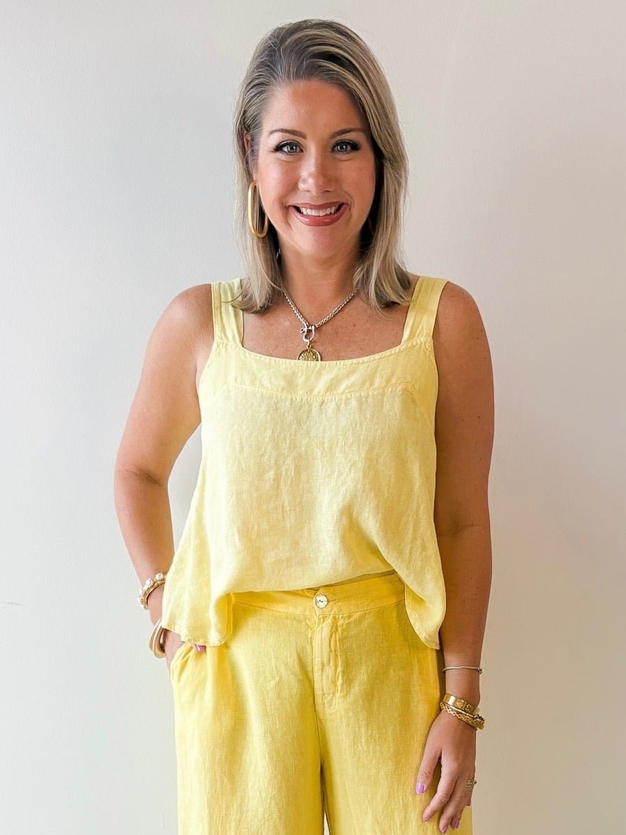 Linen Square Top - Yellow