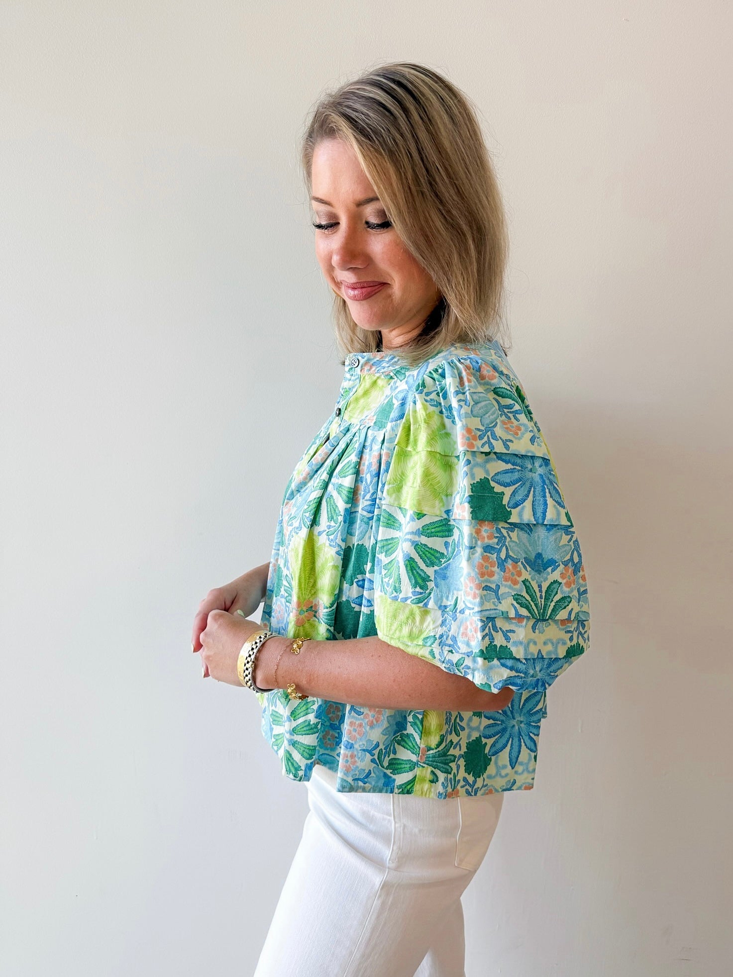 Lisa Lime Multi Print Top