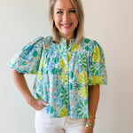 Lisa Lime Multi Print Top