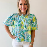 Lisa Lime Multi Print Top