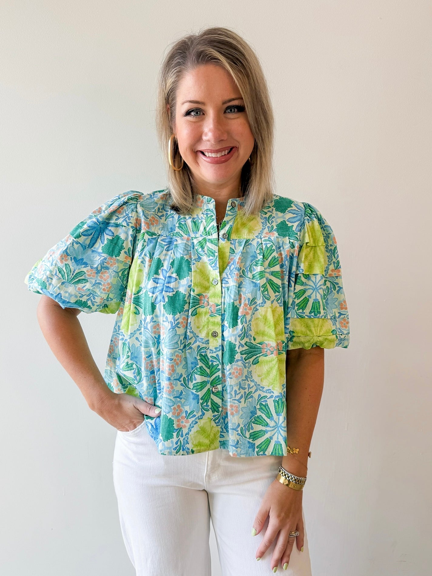 Lisa Lime Multi Print Top
