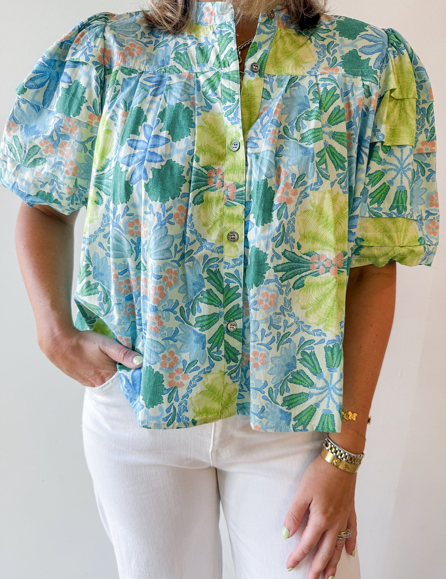 Lisa Lime Multi Print Top