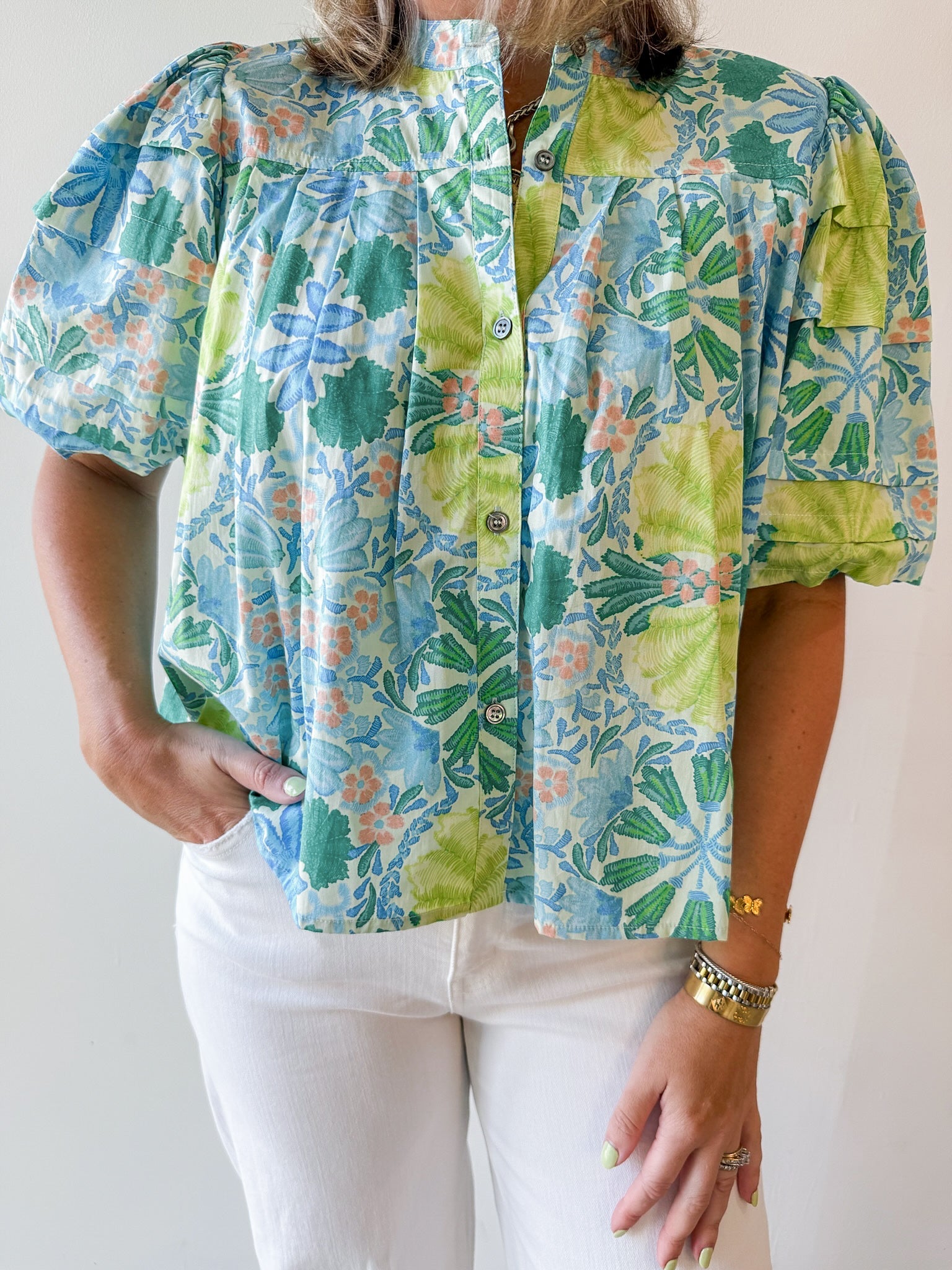 Lisa Lime Multi Print Top