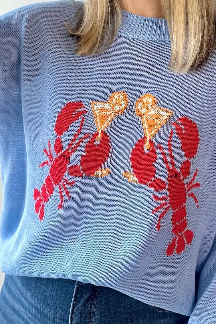 'Lobster' Graphic Sweater - Blue
