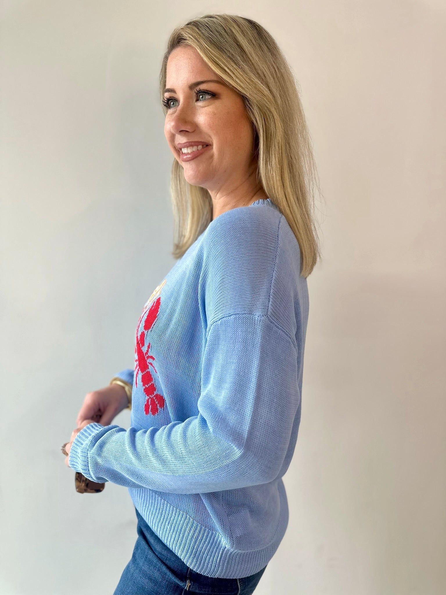 'Lobster' Graphic Sweater - Blue