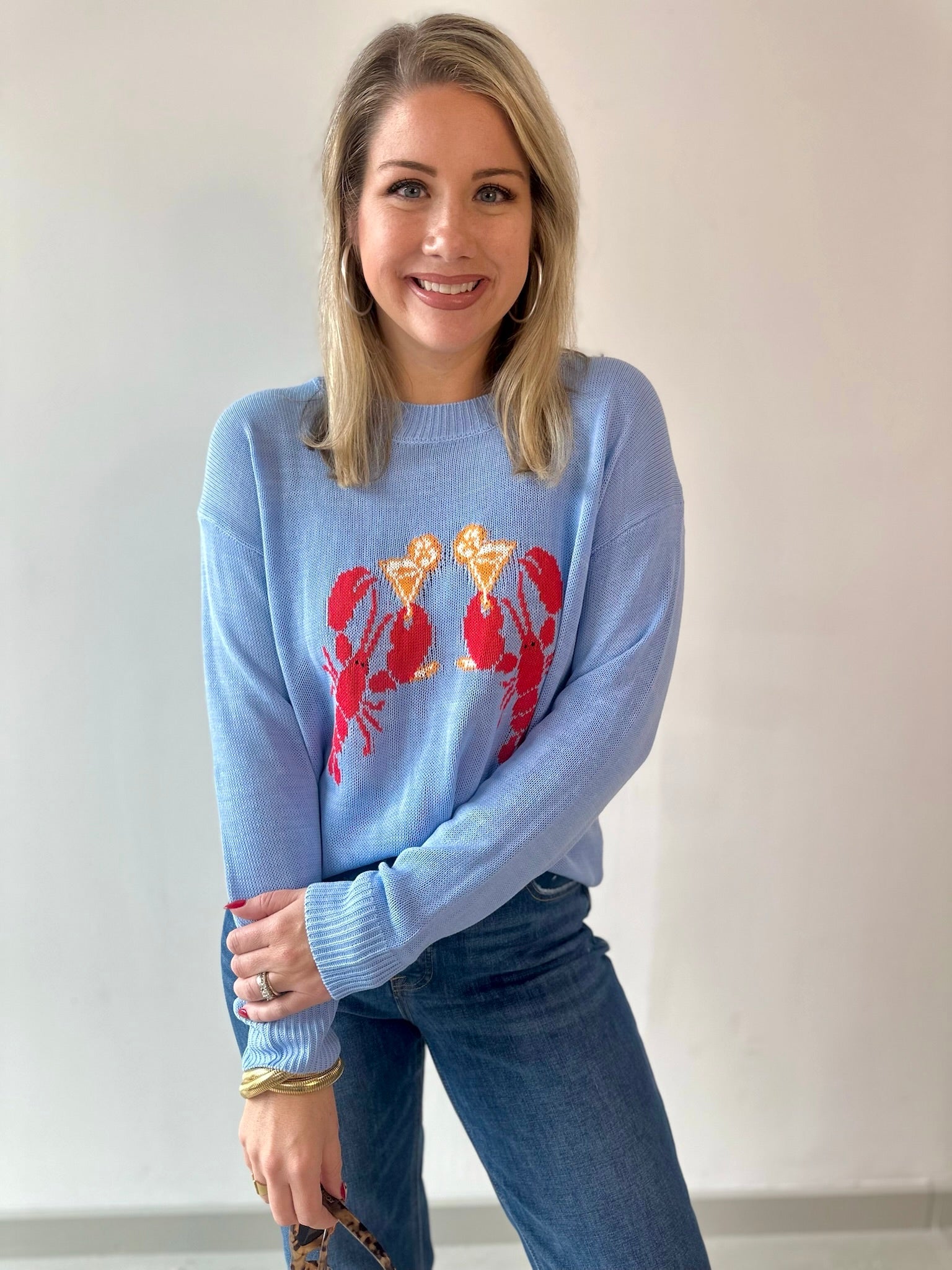 'Lobster' Graphic Sweater - Blue