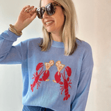 'Lobster' Graphic Sweater - Blue