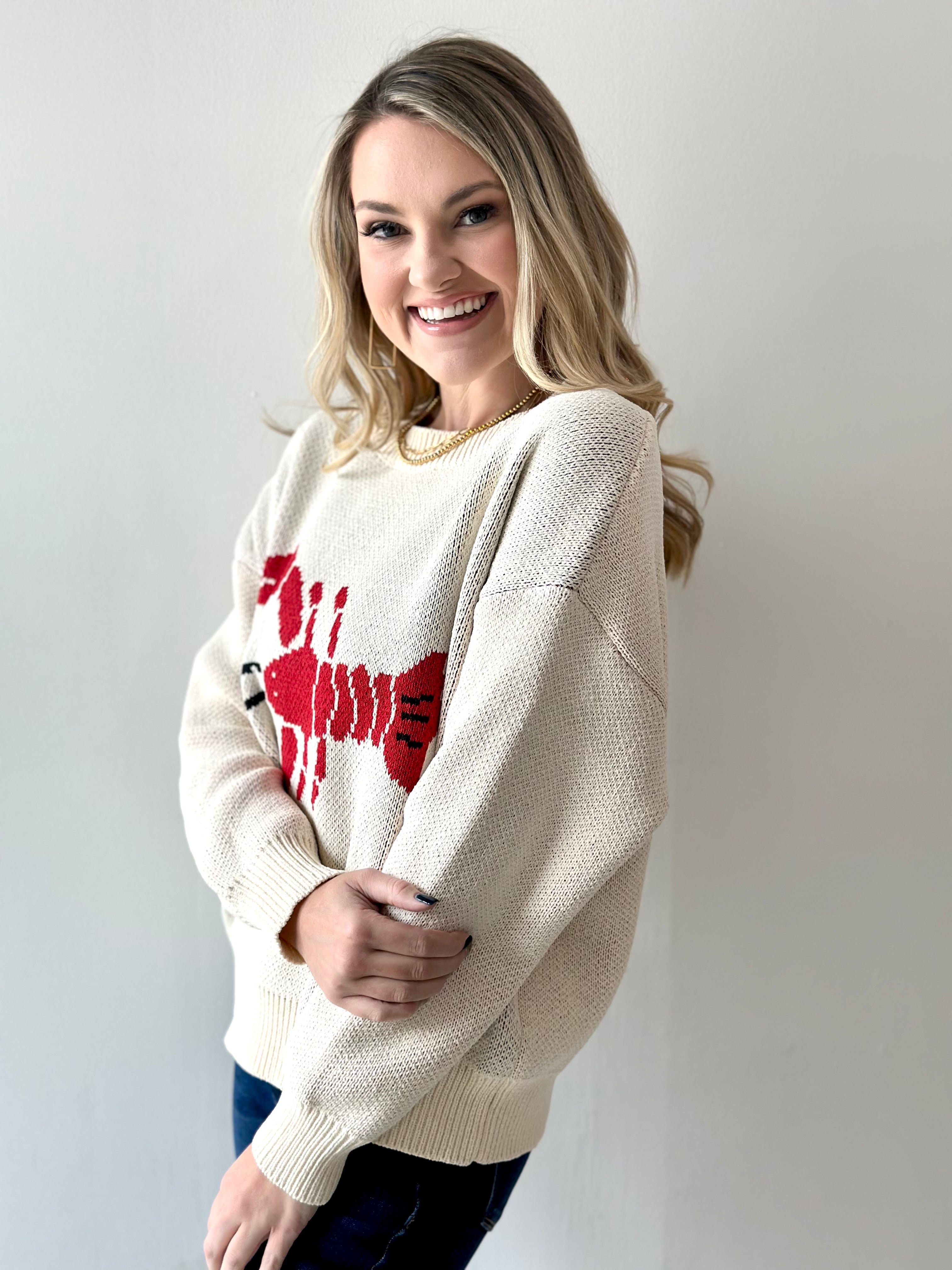 Lobster Knit Sweater - Cream