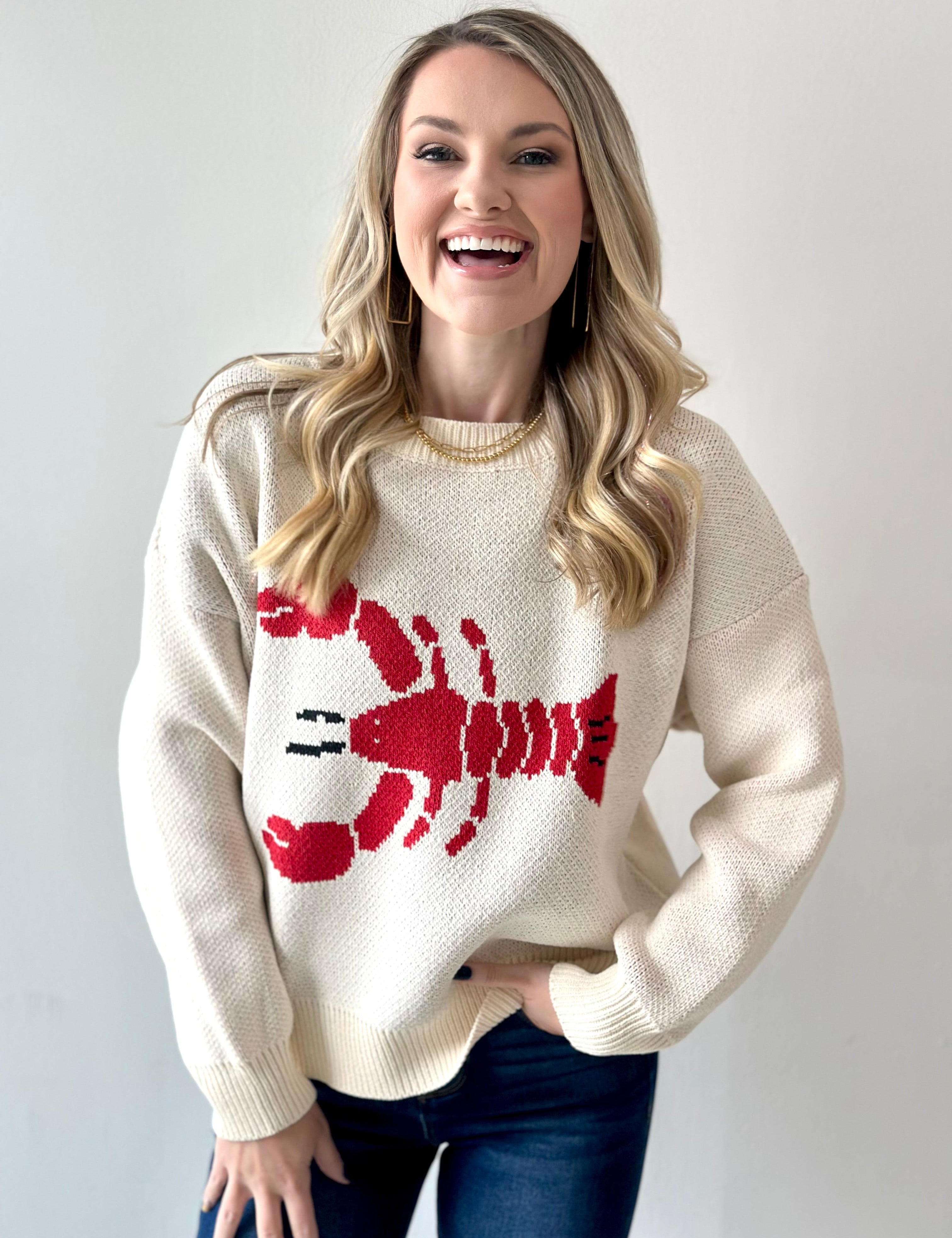Lobster Knit Sweater - Cream