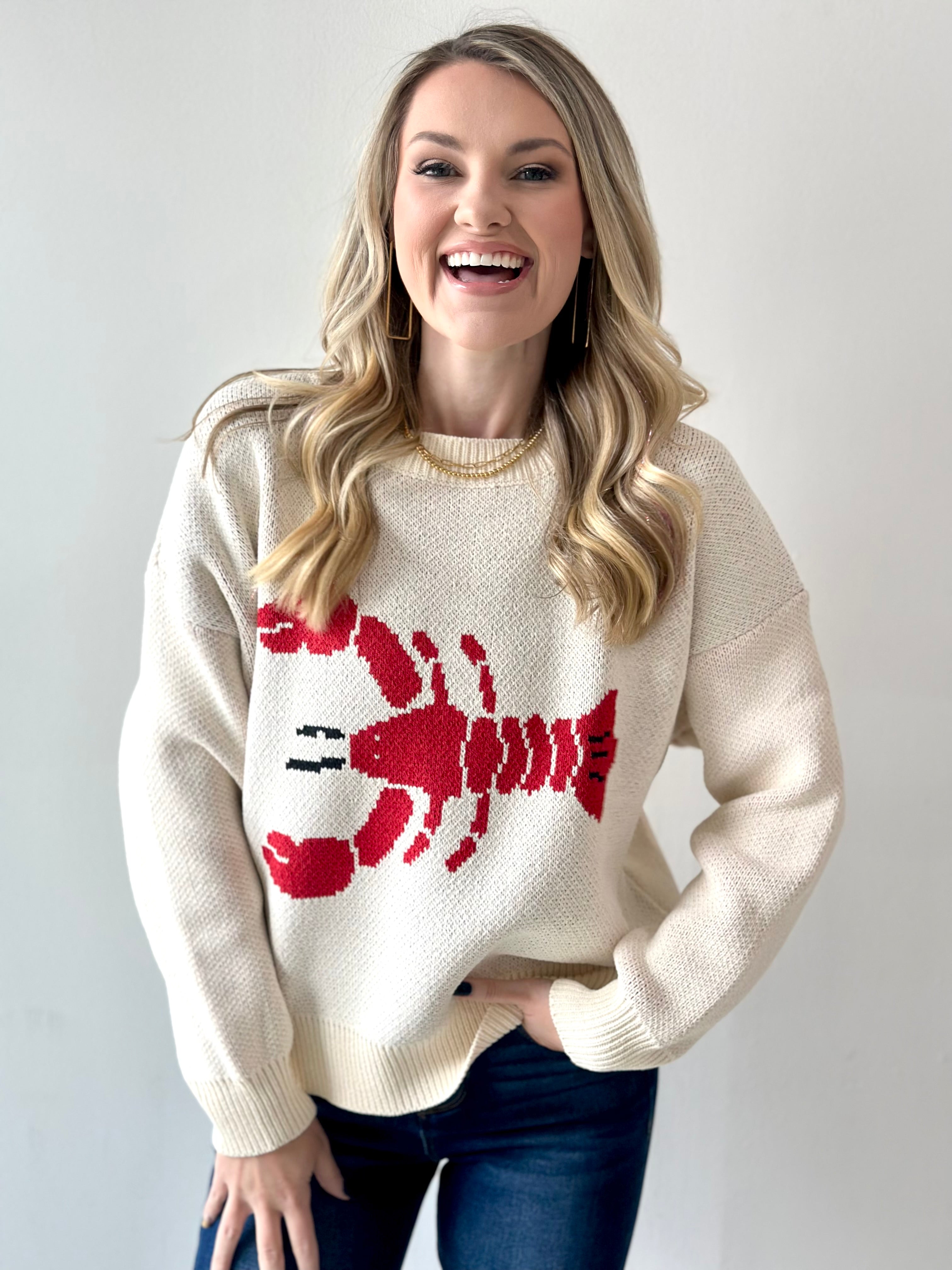 Lobster Knit Sweater - Cream