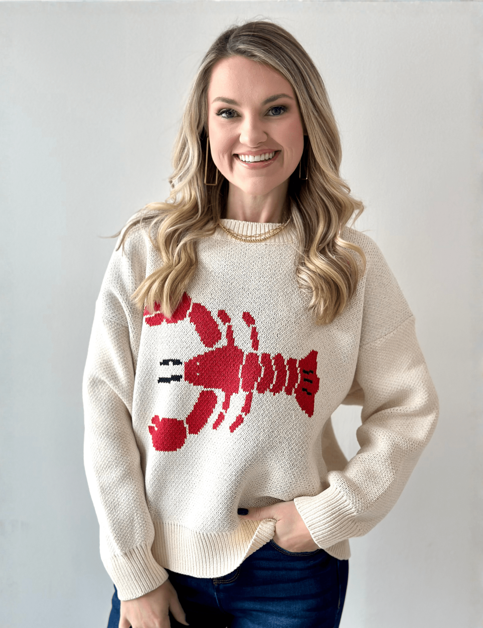 Lobster Knit Sweater - Cream