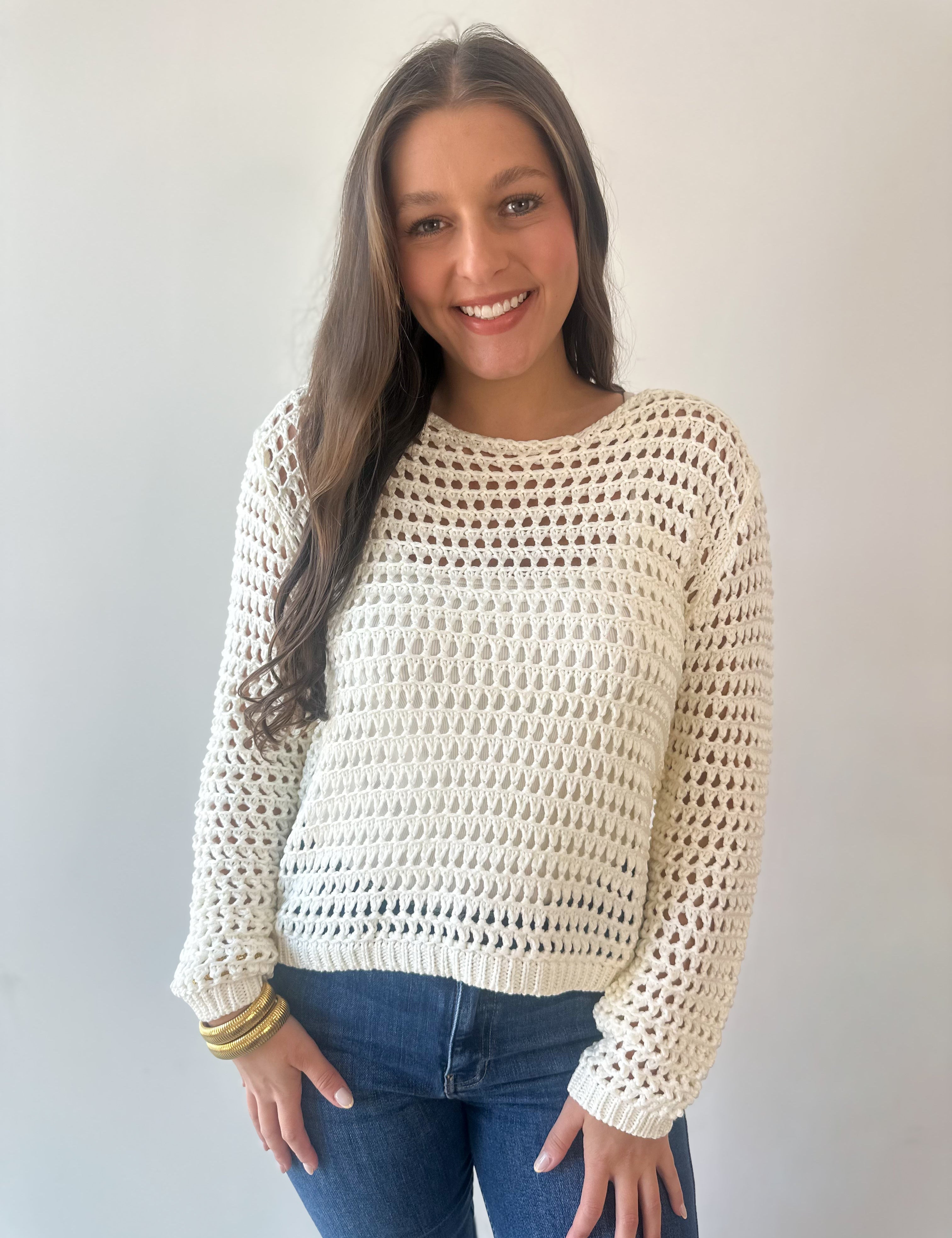 Long Sleeve Crochet Top