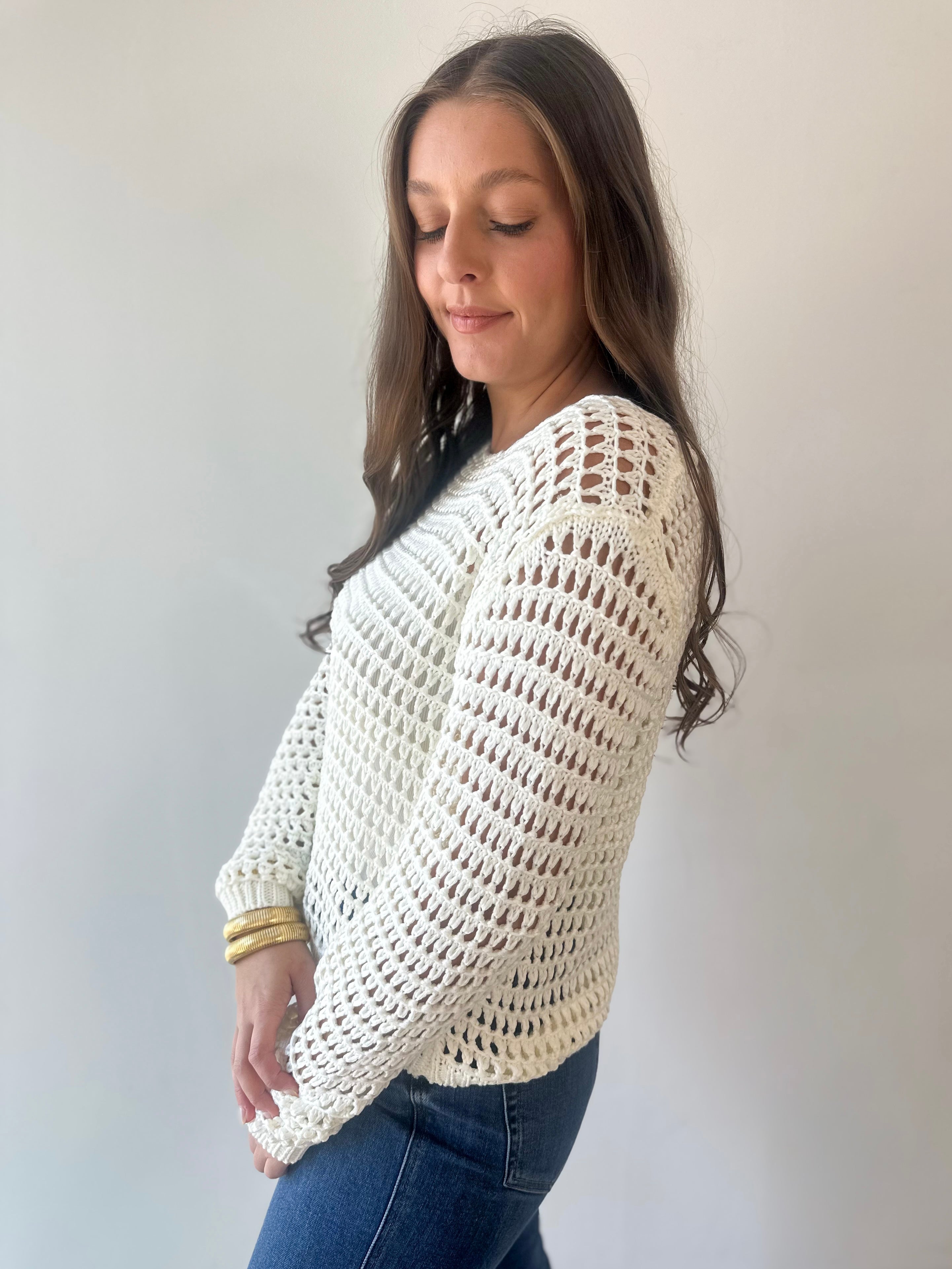 Long Sleeve Crochet Top