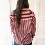 Long Sleeve Striped Shirt - Pink-Brown