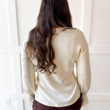 Long Sleeve Wrap Blouse - Cream