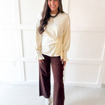 Long Sleeve Wrap Blouse - Cream