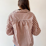 Long Sleeved Striped Shirt -Pink-Brown