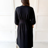 Long Sleeved Tunic Maxi Dress - Black