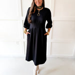 Long Sleeved Tunic Maxi Dress - Black