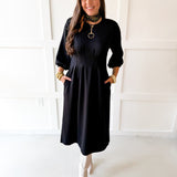 Long Sleeved Tunic Maxi Dress - Black