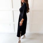 Long Sleeved Tunic Maxi Dress - Black