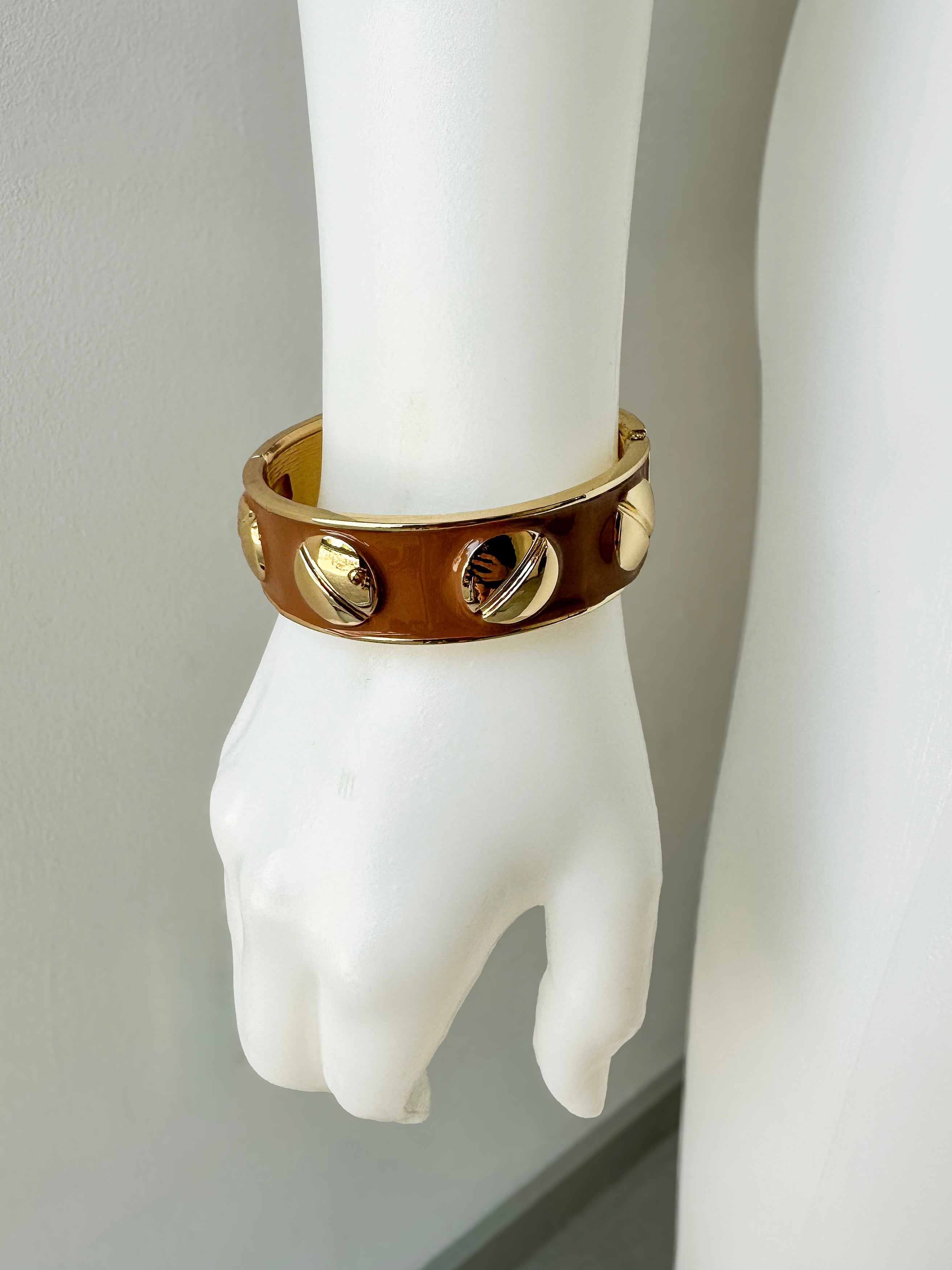Luxe Enamel Metal Bangle-Coffee